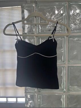 Zara Black Camisole with White Trim And Bows
